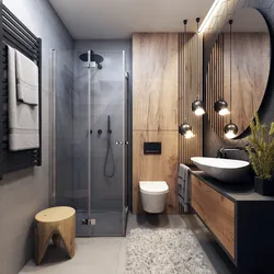 Dark wood bathroom design