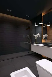 Дизайн ванной комнаты темное дерево