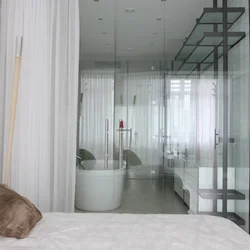 Bath design with glass partition