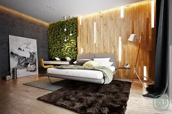 Modern bedroom made of wood photo