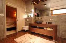 Bath with sauna design in the apartment