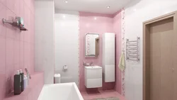 Интерьер ванны с розовой плиткой