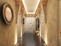 Design of walls made of decorative plaster in the hallway photo