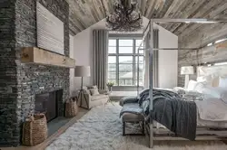 Gray and wood in the living room interior photo