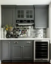 Gray apron for kitchen interior