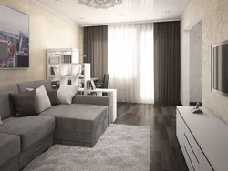 Photo of a bedroom and living room in the same style