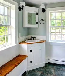 Bathroom design with corner sink