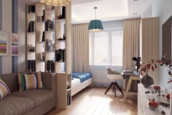 Дизайн комнаты с перегородкой в однокомнатной квартире фото