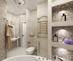 Bathroom Design With A Corner Bathtub In Light Colors