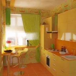 Kitchen design orange and light green