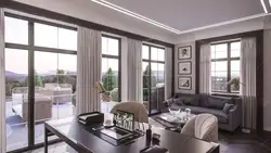 Фото дома с панорамными окнами в гостиной