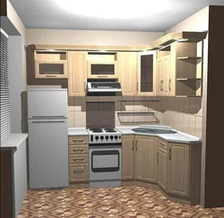 Обстановка маленькой кухни с холодильником фото
