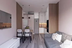 Дизайн кухни однокомнатной квартиры 40 м2 в новостройке