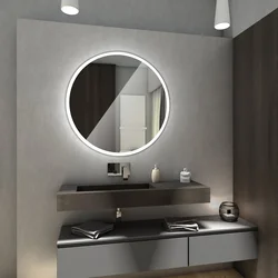 Круглое зеркало в интерьере ванной комнаты