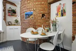 White brick wall design in kitchen