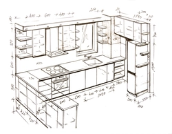 Дизайн кухни размеры шкафов