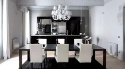 Черно Белая Кухня Гостиная Дизайн Интерьера