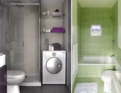 Дизайн маленькой ванной с душевой и стиральной машиной