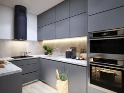 Small kitchen design in gray tones