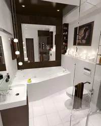 Дизайн ванной бело коричневый
