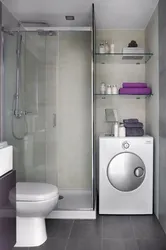 Дызайн ваннай з душавой і туалетам з пліткі пральнай машынай