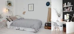 Bedroom design bed in the corner photo