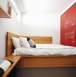 Дизайн спальни кровать в углу фото