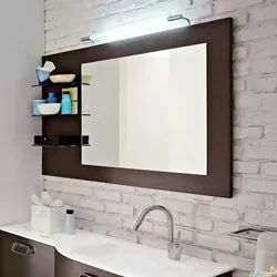 Зеркало в ванную с полкой фото