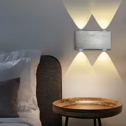 Sconce lamp on the wall in the bedroom photo