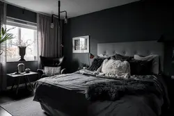 Bedroom design in black and gray tones