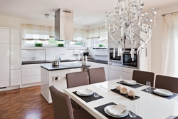 Kitchen living room with white furniture design