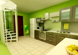 Зеленый холодильник на кухне фото