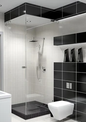 Bathroom design with shower black and white