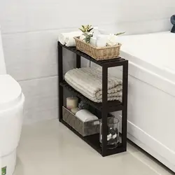 Bathroom floor shelves photo