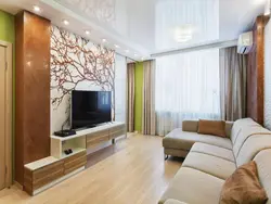 Suspended ceiling in the living room design photo with lighting