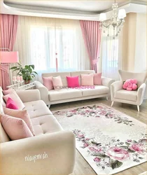 Living room interior photo pink color