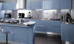 Кухня серо синяя дизайн фото