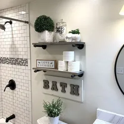 Beautiful shelves in the bathroom photo