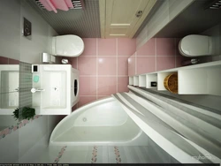 Corner bath with design toilet and washing machine