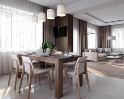Дизайн столовой и гостиной в одной