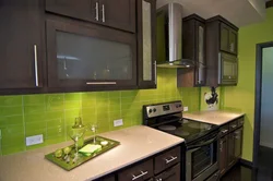 Green tiles in the kitchen photo design