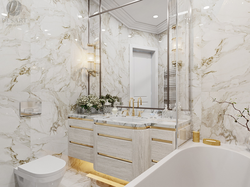 Бело золотой интерьер ванной