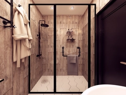 Toilet with shower in apartment design photo