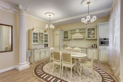 Living room kitchen interior design classic style