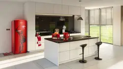 Kitchens with red refrigerator design