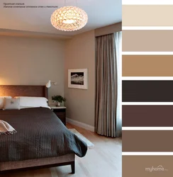 Color combination brown in the bedroom interior with what color