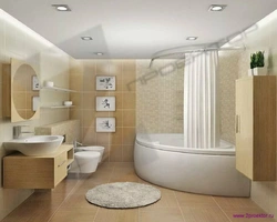 Design of a combined bathroom with a corner bath