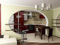 Дизайн кухни с гостиной перегородкой из гипсокартона