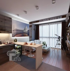 Дизайн интерьер кухни гостиной 40 м