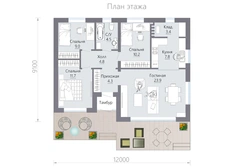 Layout of a house with 3 bedrooms photo